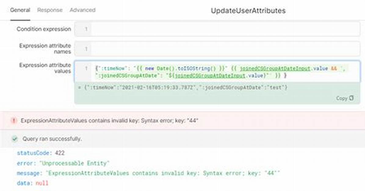Dynamodb Update Error Invalid Updateexpression: an Expression Attribute Value Used in Expression Is Not Defined