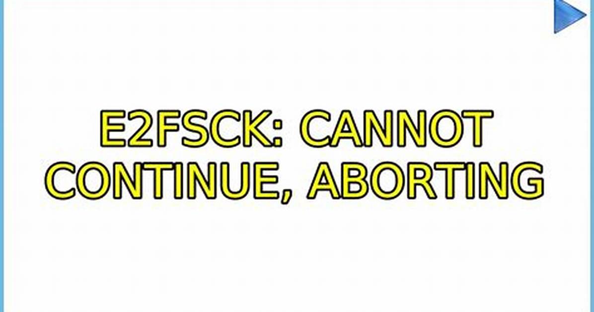 E2Fsck: Cannot Continue, Aborting