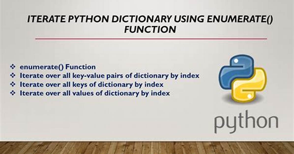 Enumerate() for Dictionary in Python