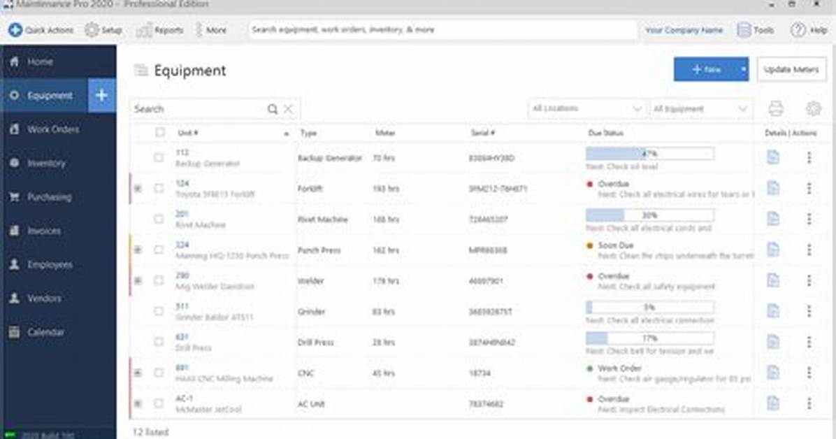 Equipment Maintenance Tracking Software
