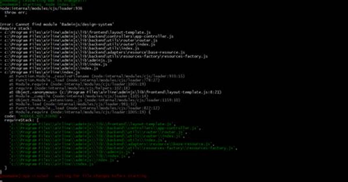 Error: Cannot Find Module '@Adminjs/Design-System'