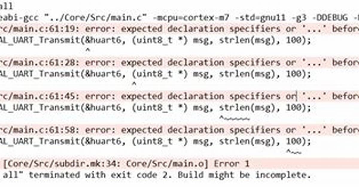 Error: Expected Declaration Specifiers or '…' Before String Constant