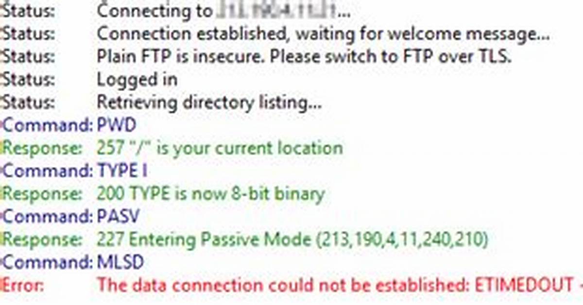 Error in "Mlsd" Command While Connecting Ftp to Server [Closed]