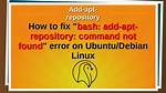 Error Sudo: Add-Apt-Repository: Command Not Found