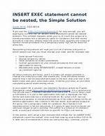 Errors: "Insert Exec Statement Cannot Be Nested." and "Cannot Use the Rollback Statement Within an Insert-Exec Statement." How to Solve This?