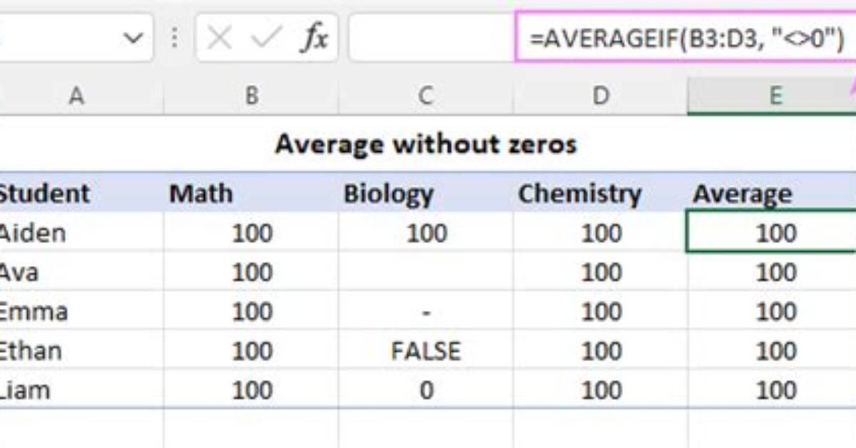 Excel Averageif Value > 0