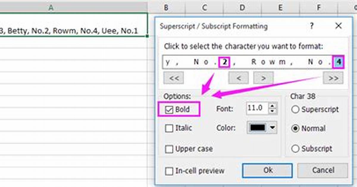 Excel Bold Formula