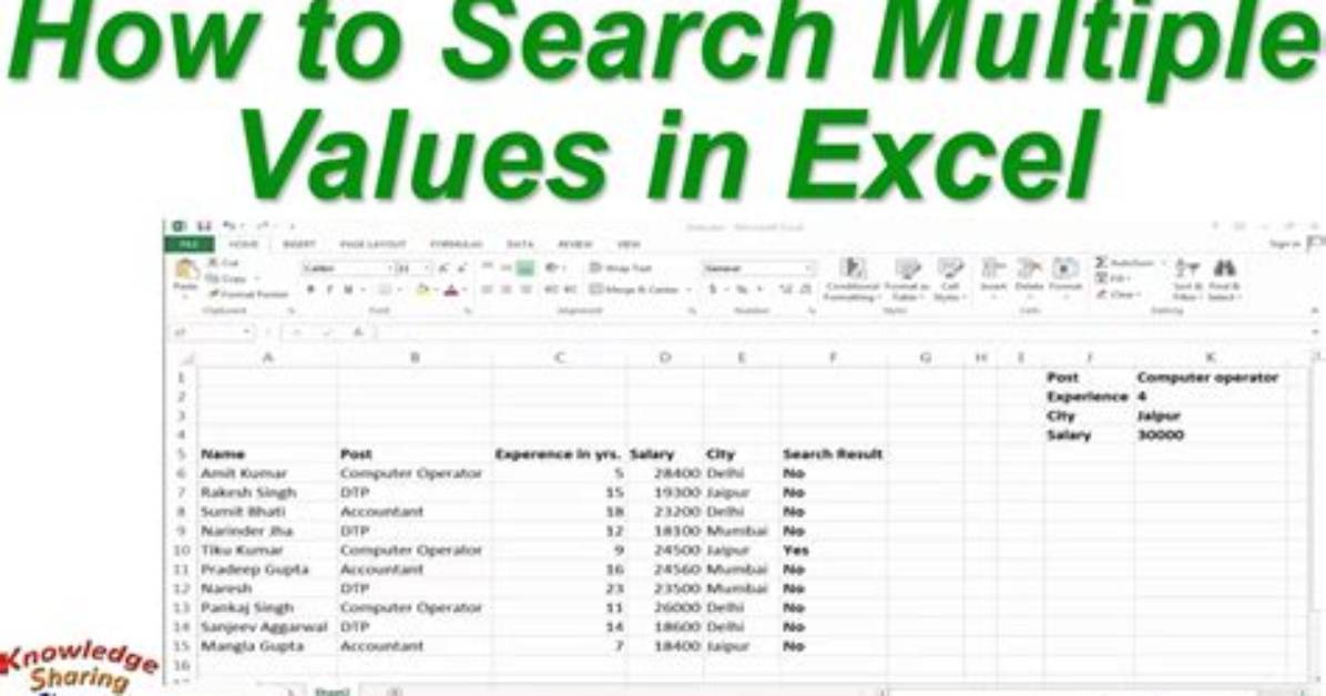 Excel Function Searching Multiple Rows