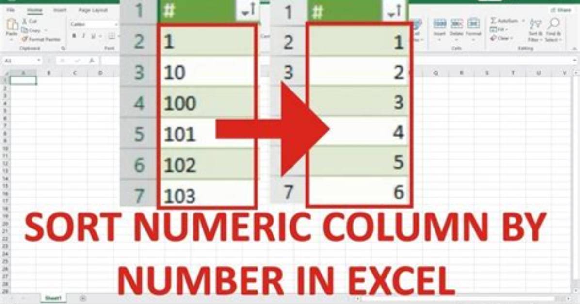 Excel Sort Numeric Column by Number