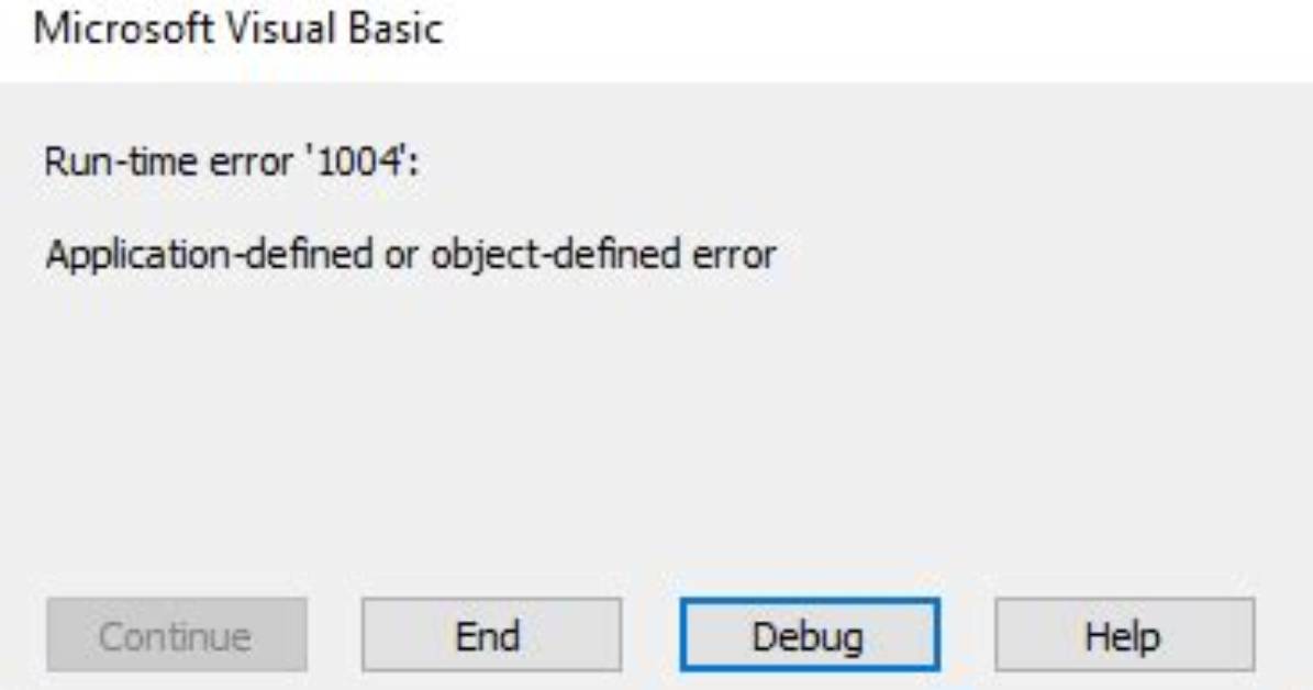 Excel Vba Runtime Error 1004 Application-Defined or Object-Defined Error