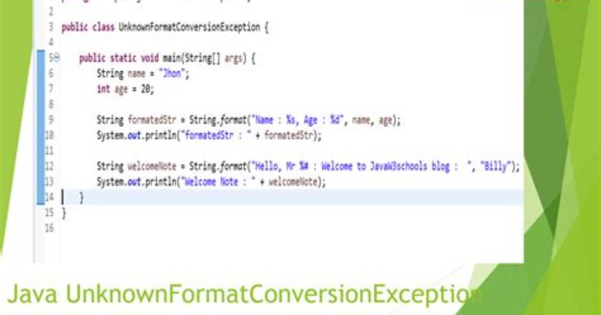 Exception in Thread "Main" Java. Util. Unknownformatconversionexception: Conversion = '-'