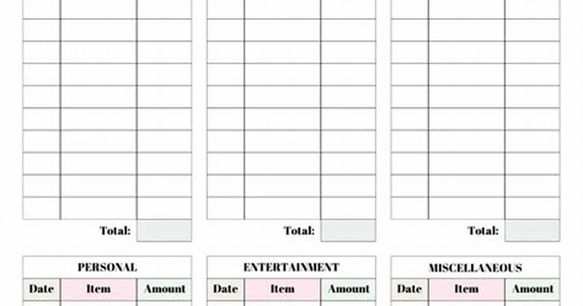 Expense Tracker Printable