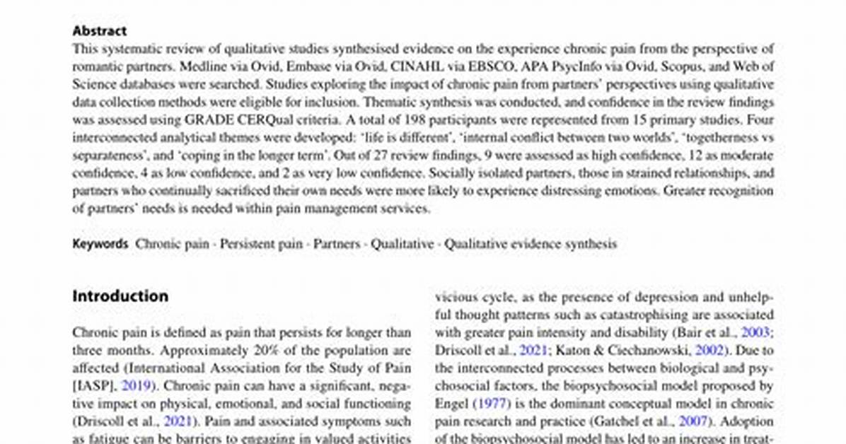 Exploring Chronic Pain