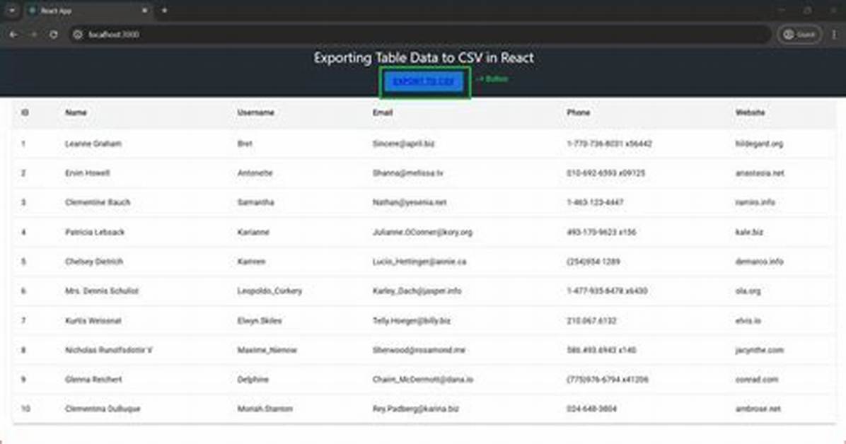 Export to Csv Button in React Table