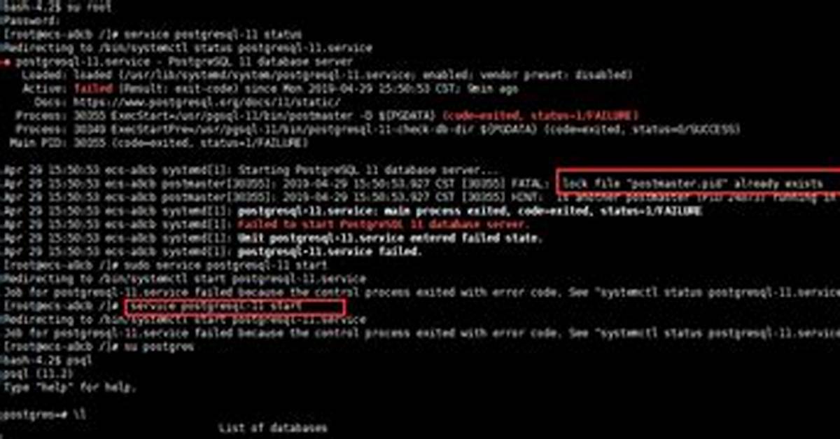 Fatal Error Starting Postgres