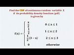 Find Cdf from Pdf for Random Variable