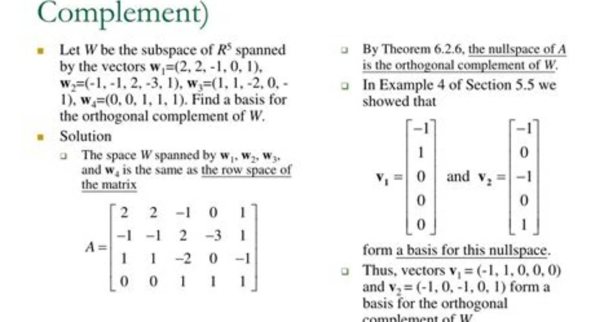 Find Orthogonal Complement