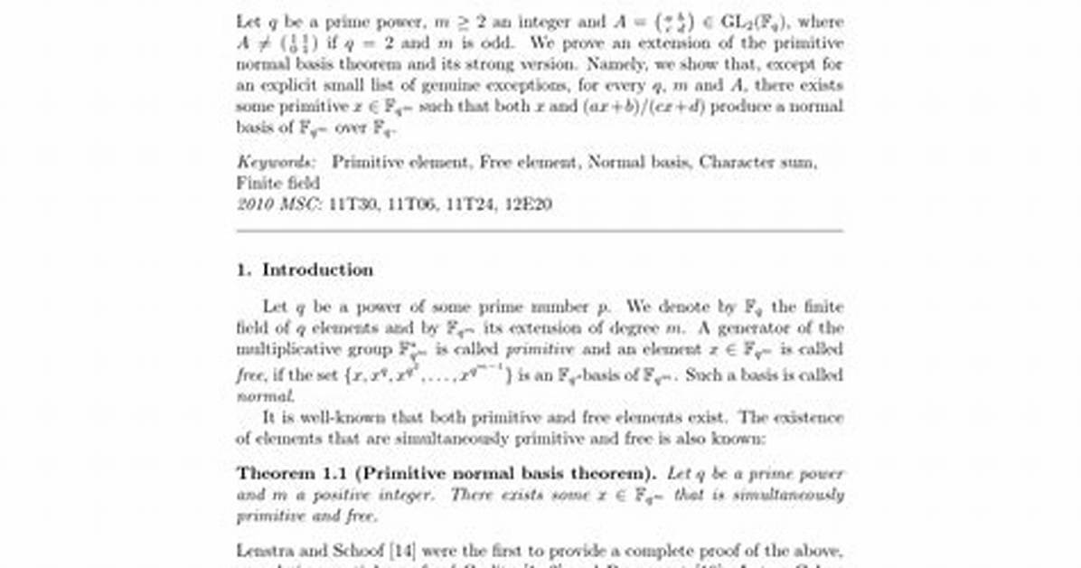 Finite Fields and Primitive Elements