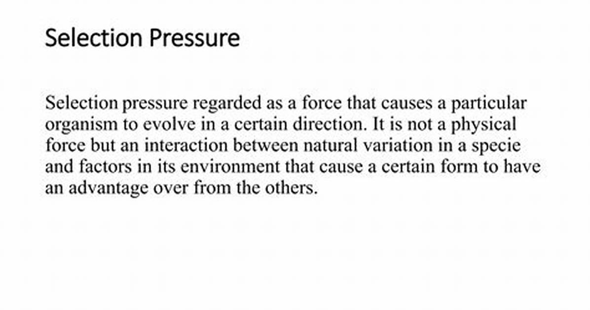 For a Selection Pressure?