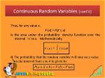 For Continuous Random Variable?