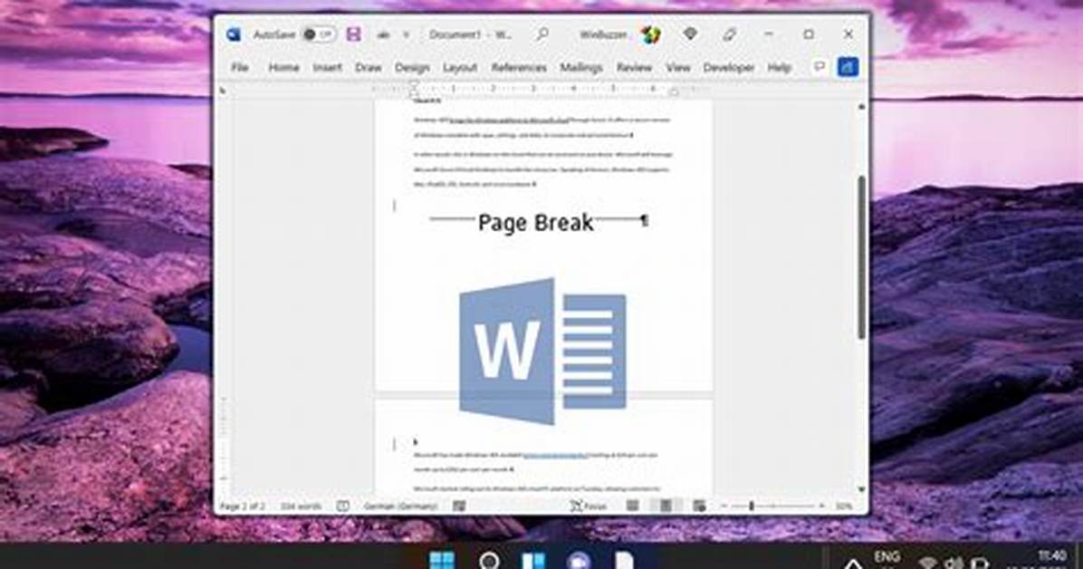 For Insert Page Break?