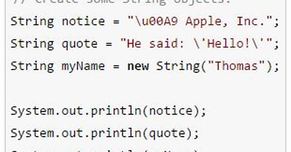 For String Literal Java?