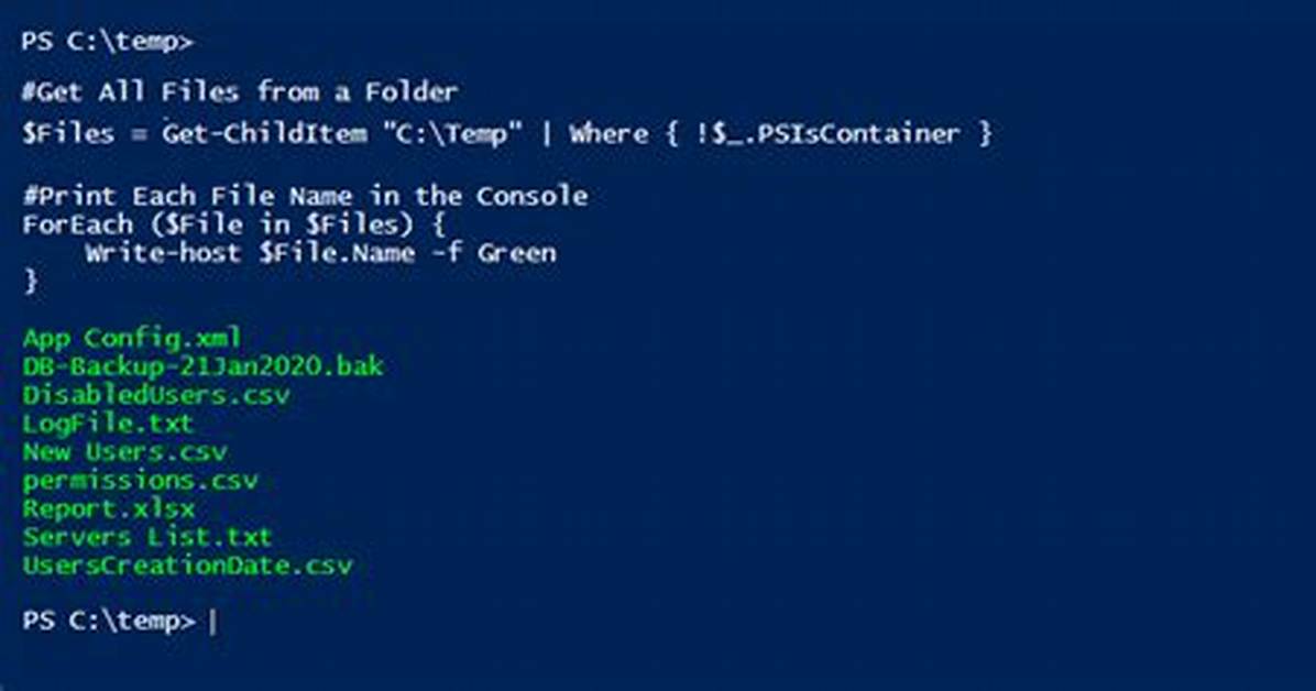 Foreach Loop in Powershell on the Console