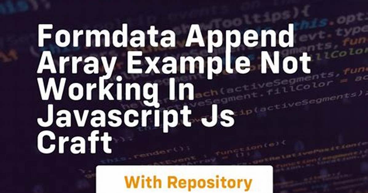 Formdata Append Not Working