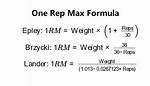 Formula for 1 Rep Max?