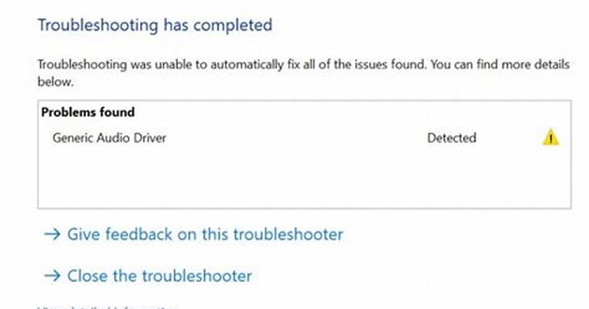Generic Audio Driver Problem [Issue Detected]