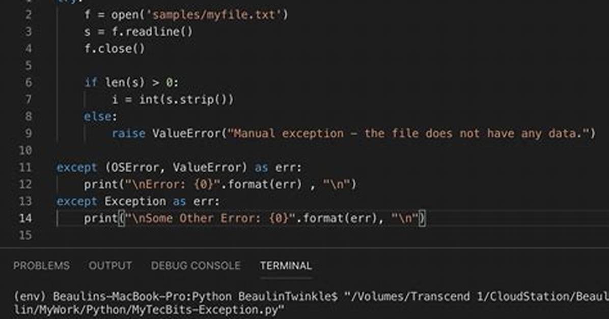 Getting the Exception Value in Python