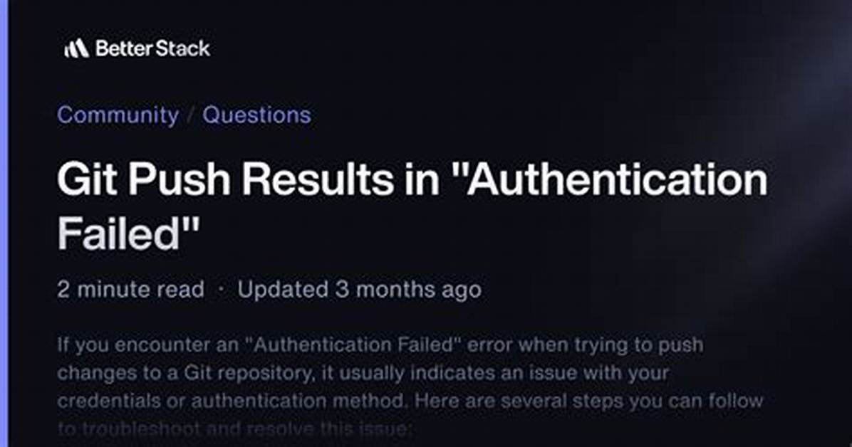 Git Push Results in "Authentication Failed"
