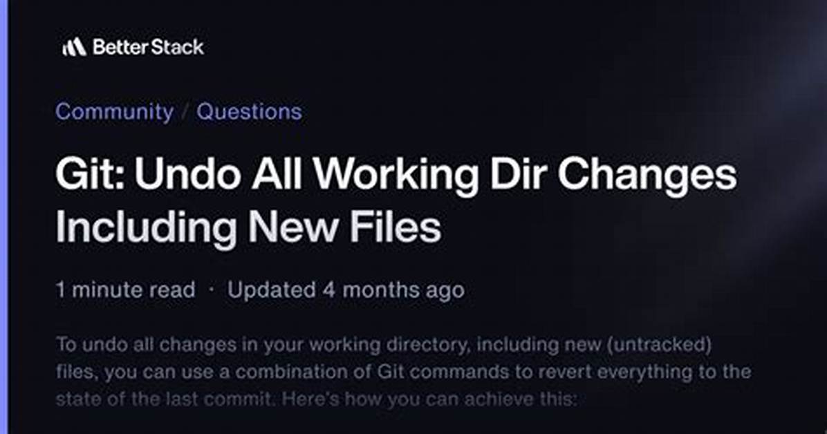 Git: Undo All Working Dir Changes Including New Files