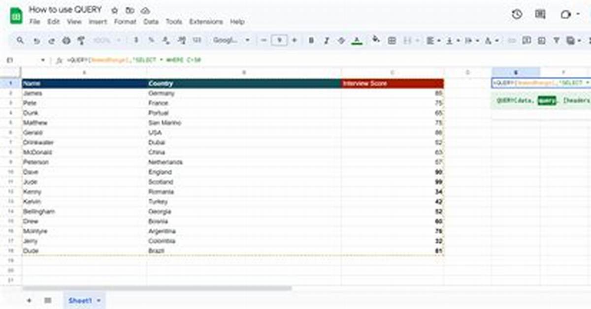 Google Sheets Query Syntax Where Between Two Dates That Are Variables