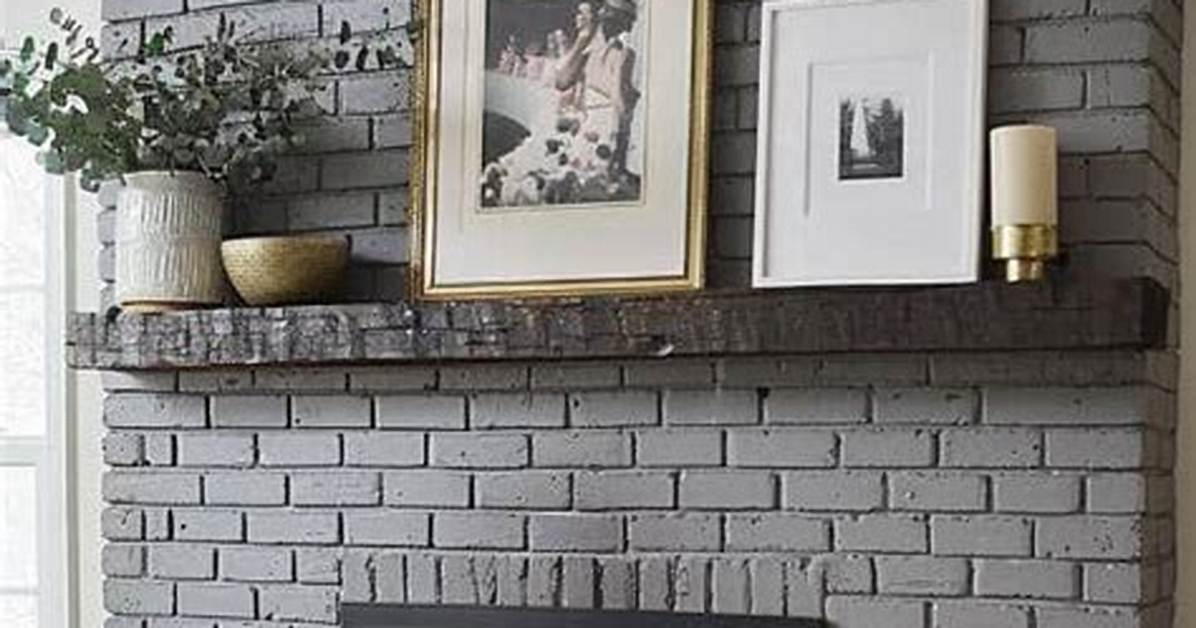 Gray Brick Fireplace