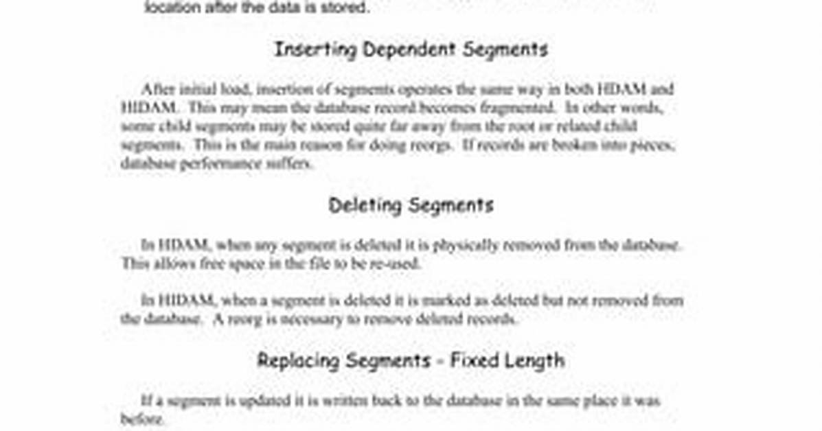 Hdam/Hidam Segment Structure - Documentation for Pointer Checker Plus 5.0