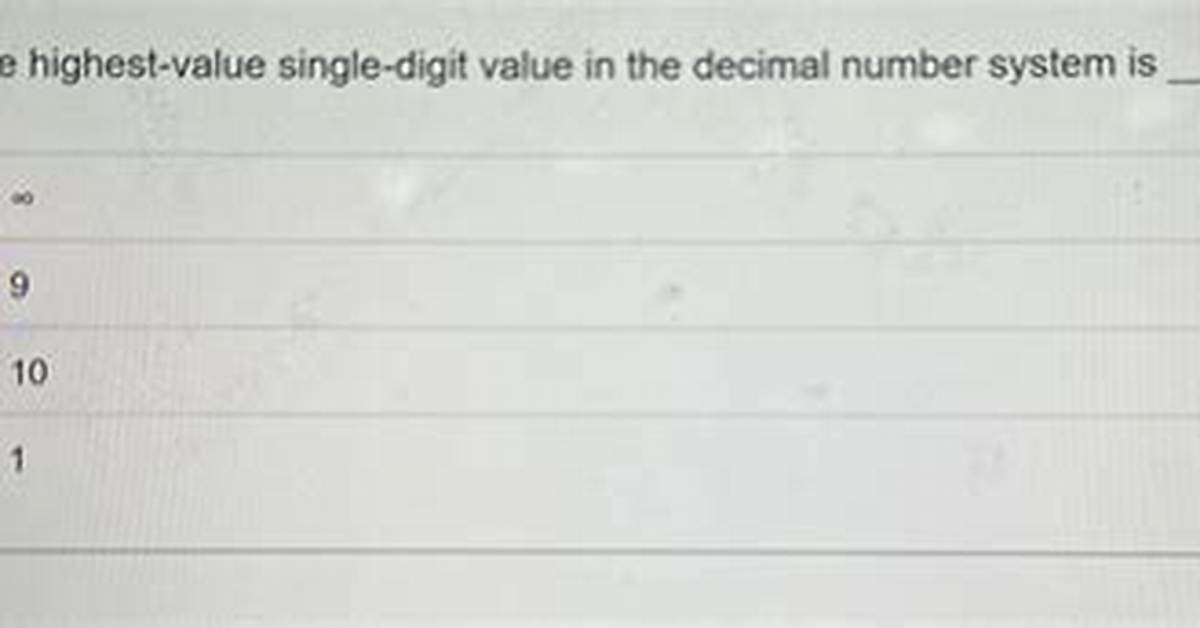 Highest Single Digit