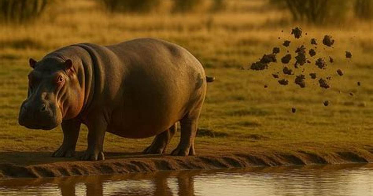 Hippo Pooping