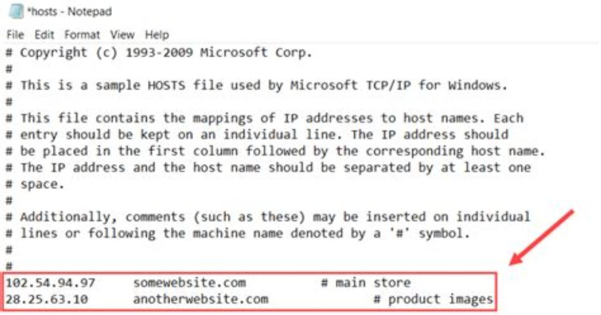 Hosts File Change Syntax