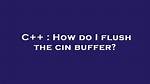 How Do I Flush the Cin Buffer?