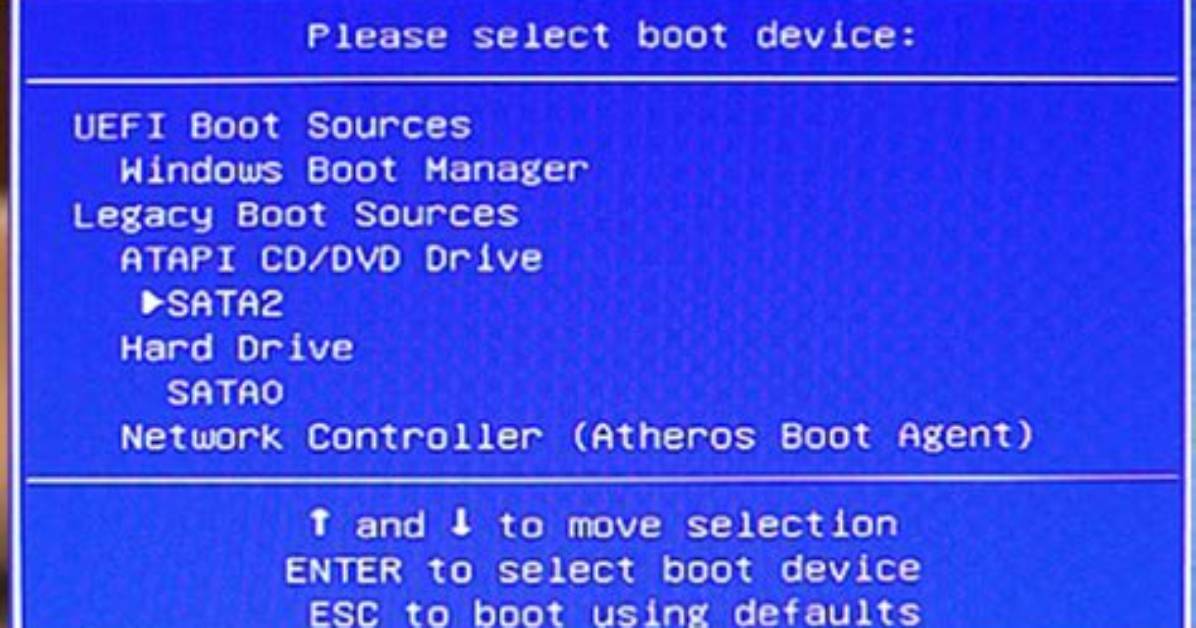 How Do I Select Boot Device in Windows Xp?