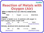 How Does Metals React with Oxygen?