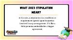 How Does Stipulation Work?