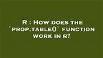 How Does the `Prop. Table()` Function Work in R?