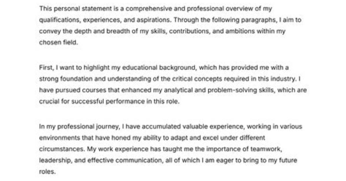 How Personal Statement Example?
