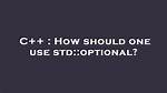 How Should One Use Std: :Optional?