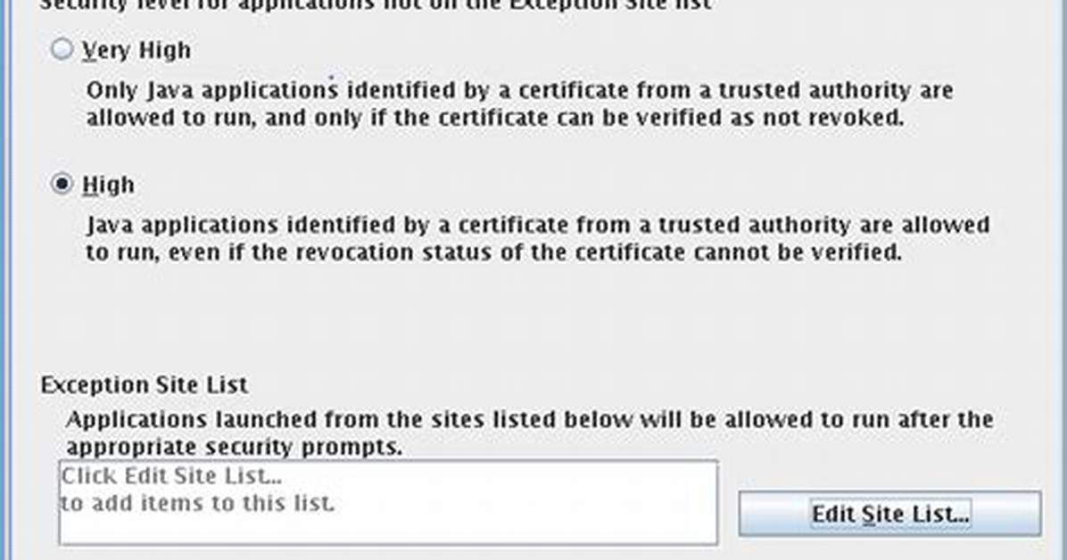 How to Add Java Exception Site List for All Users