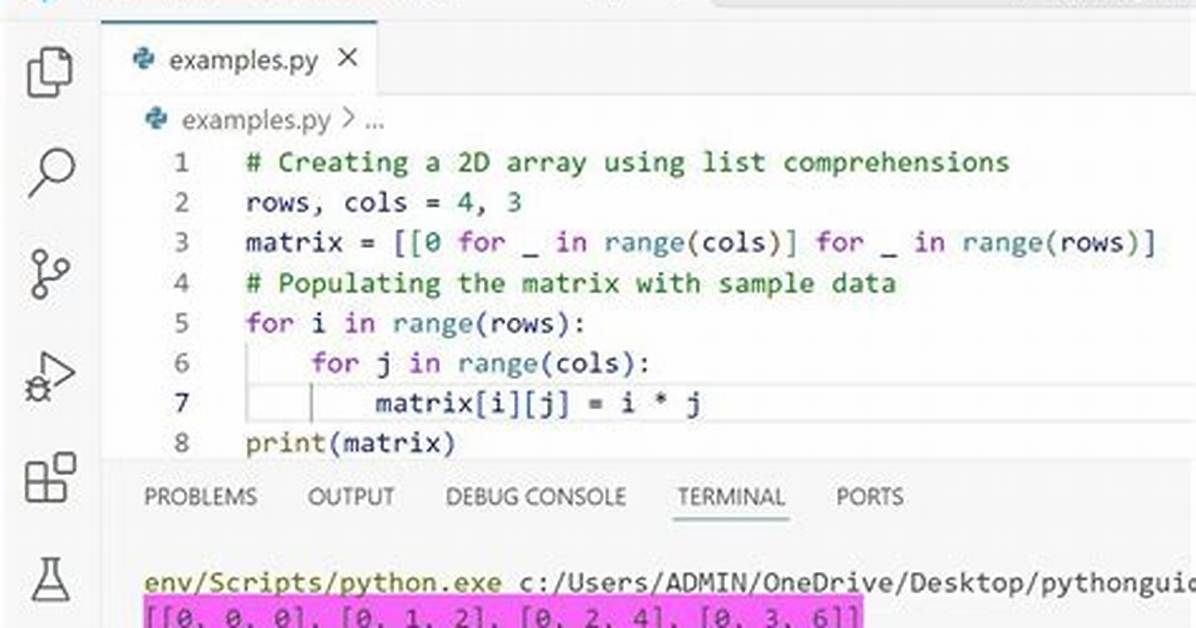 How to Create 2D Array in Python Numpy