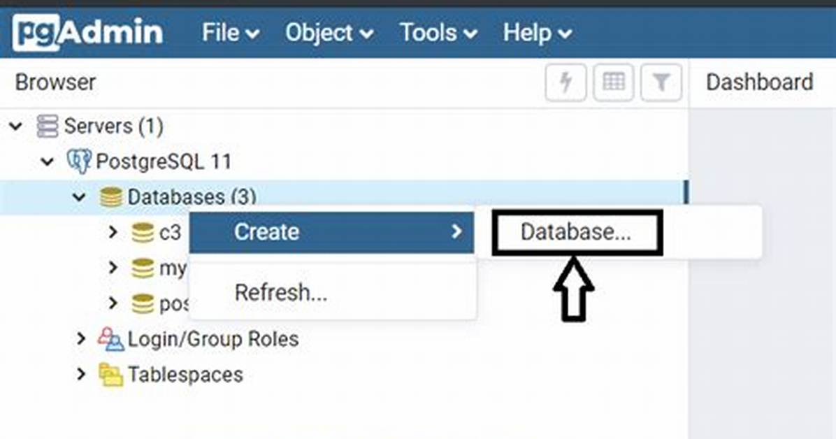How to Create Database in Postgresql in Windows Using Pgadmin