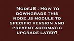 How to Downgrade Node Version
